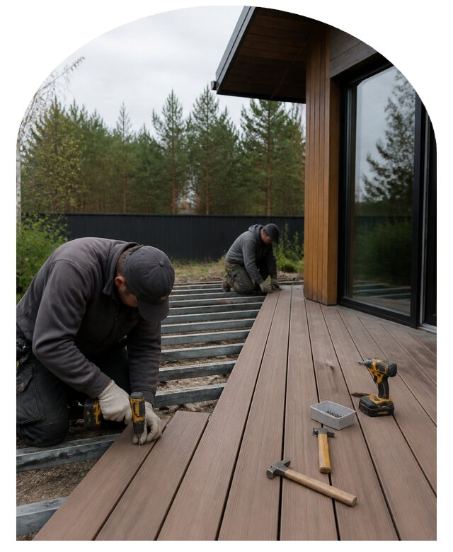 Профессиональный монтаж настила из террасной доски в Арсеньеве